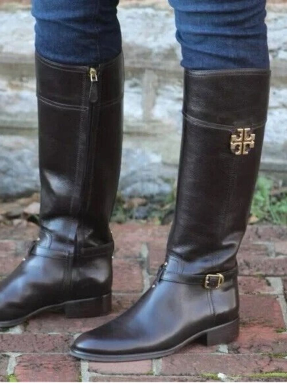 Tory Burch Eloise Riding Boot Black Galleon Leather Size 8.5